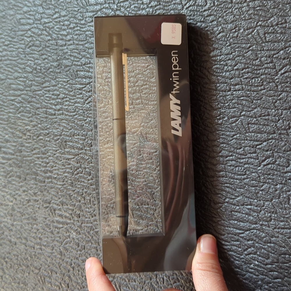 Vintage Lamy Twin Pen Brushed Steel Ballpoint & Pencil 0.5mm. new in box.